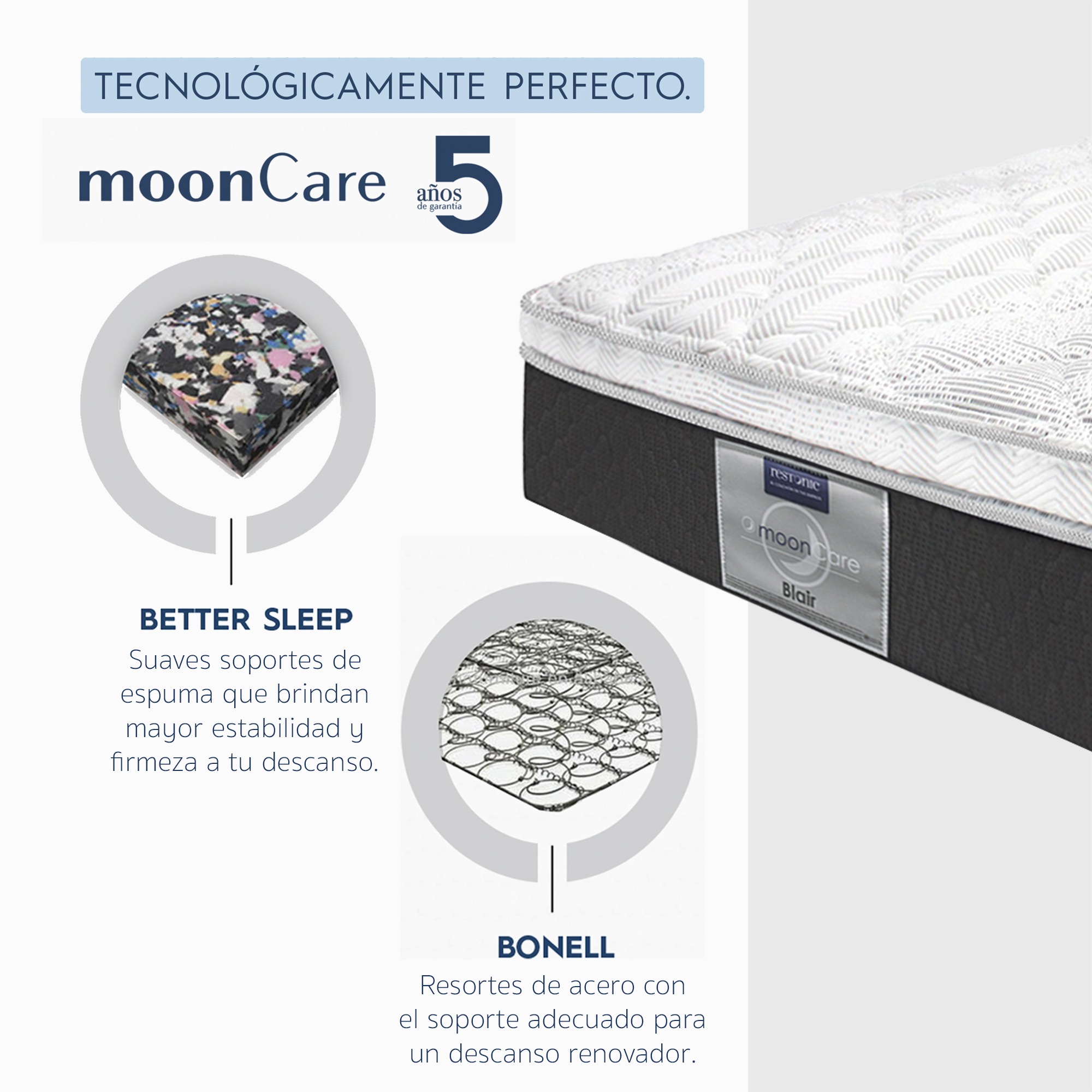 Colchón Restonic Tamaño Queen Size Modelo Blair