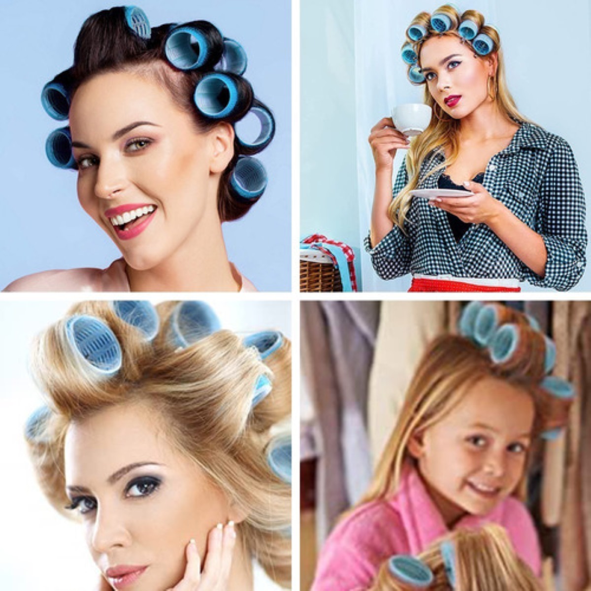 Hair Rulo Tubos 48juego De Rizadores para cabello Azul 