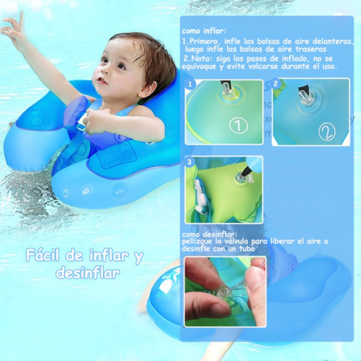 Flotadores Salvavidas 12meses - 6años Bebé Niño Azul Oscuro