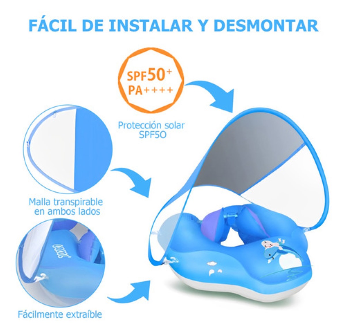 Flotadores Salvavidas 12meses - 6años Bebé Niño Azul Oscuro