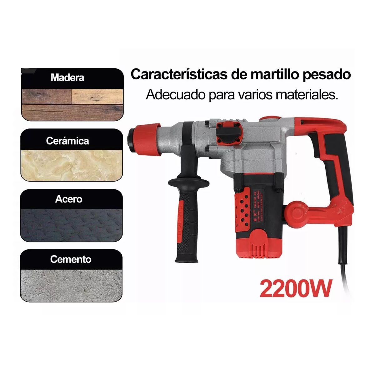 Rotomartillo Cincelador Perforador Sds Industrial 2200w