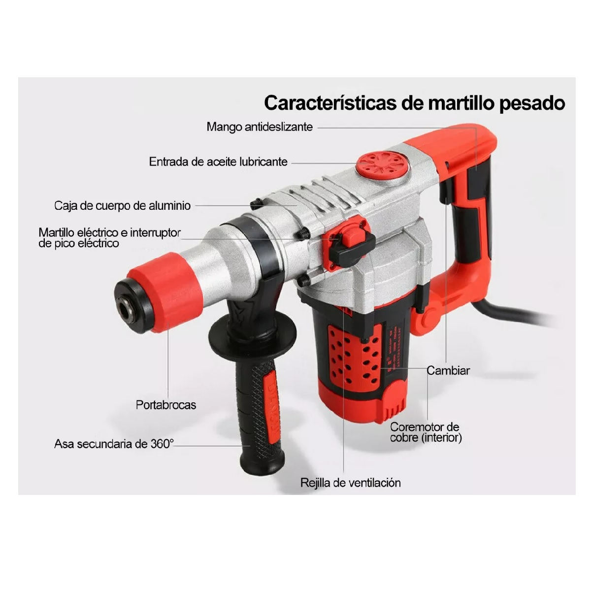 Rotomartillo Cincelador Perforador Sds Industrial 2200w