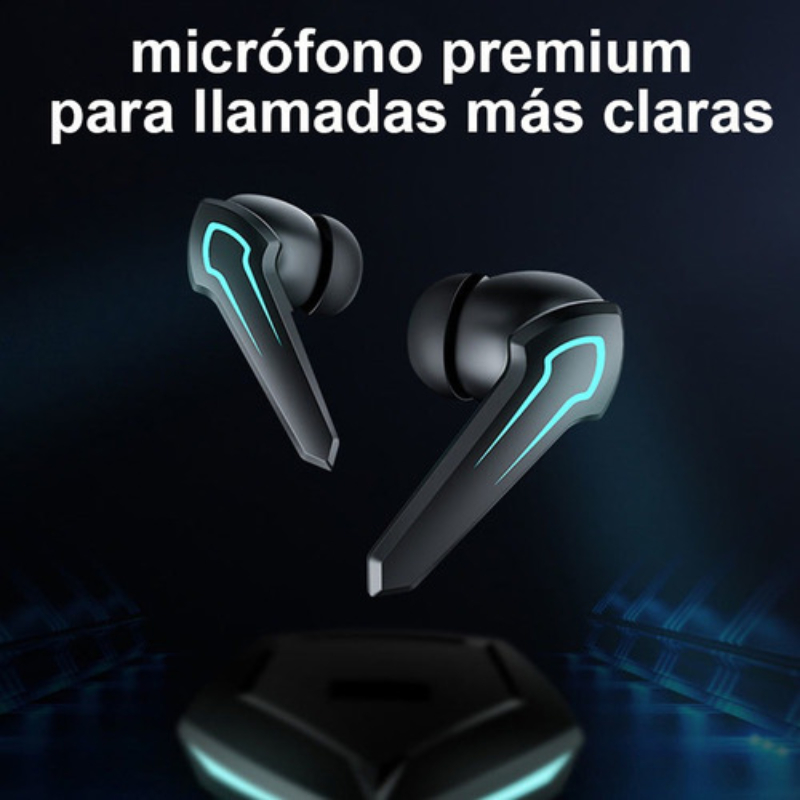 Audífonos in-ear gamer inalámbricos P30 negro con luz LED