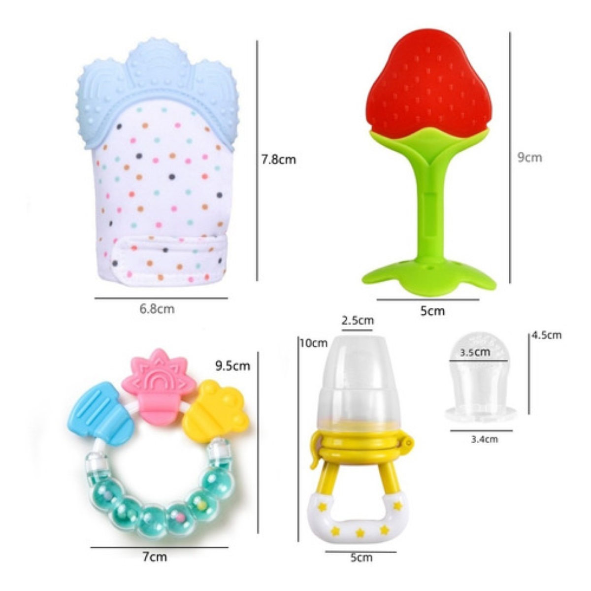 Guantes Molares Y Juguete Mordederas Goma Rosa