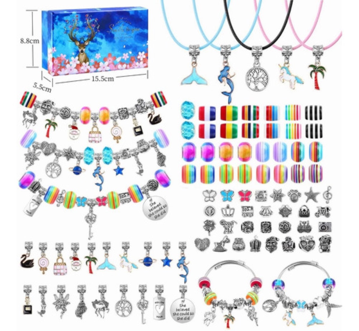 Kit De Cuentas Para Hacer Pulseras, Collares Y Joyas, 112 Pz Multicolor