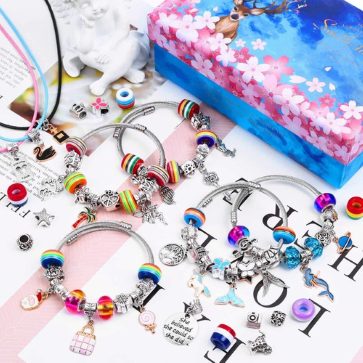 Kit De Cuentas Para Hacer Pulseras, Collares Y Joyas, 112 Pz Multicolor
