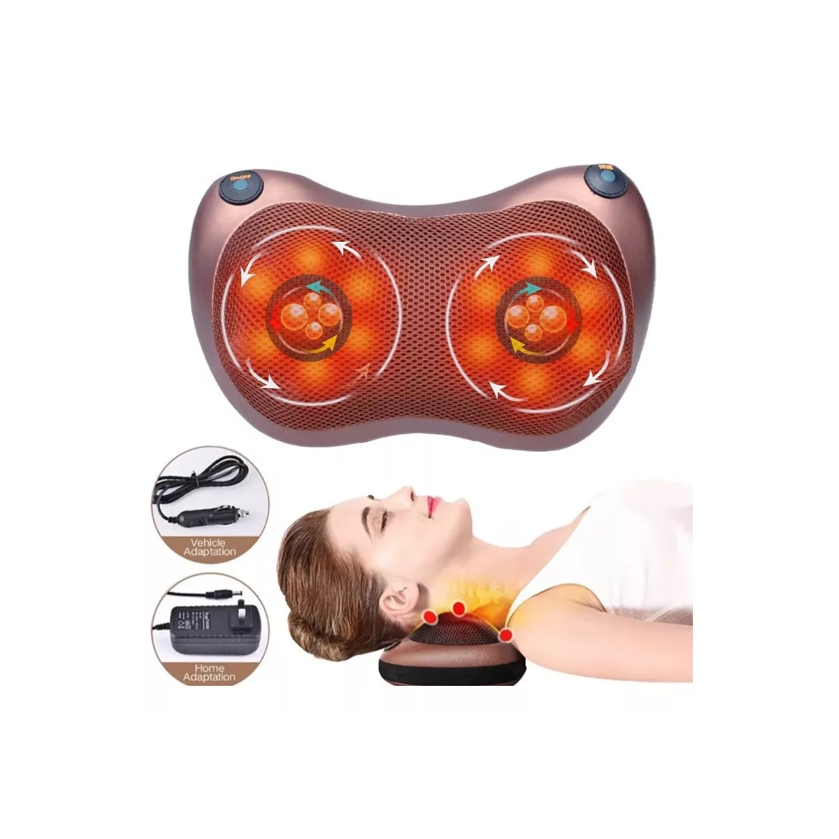 Masajeador Espalda Cuello Infrarrojo Almohada En Coche Casa