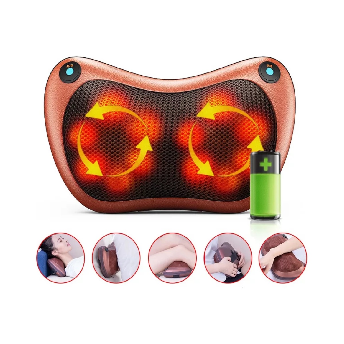Masajeador Espalda Cuello Infrarrojo Almohada En Coche Casa