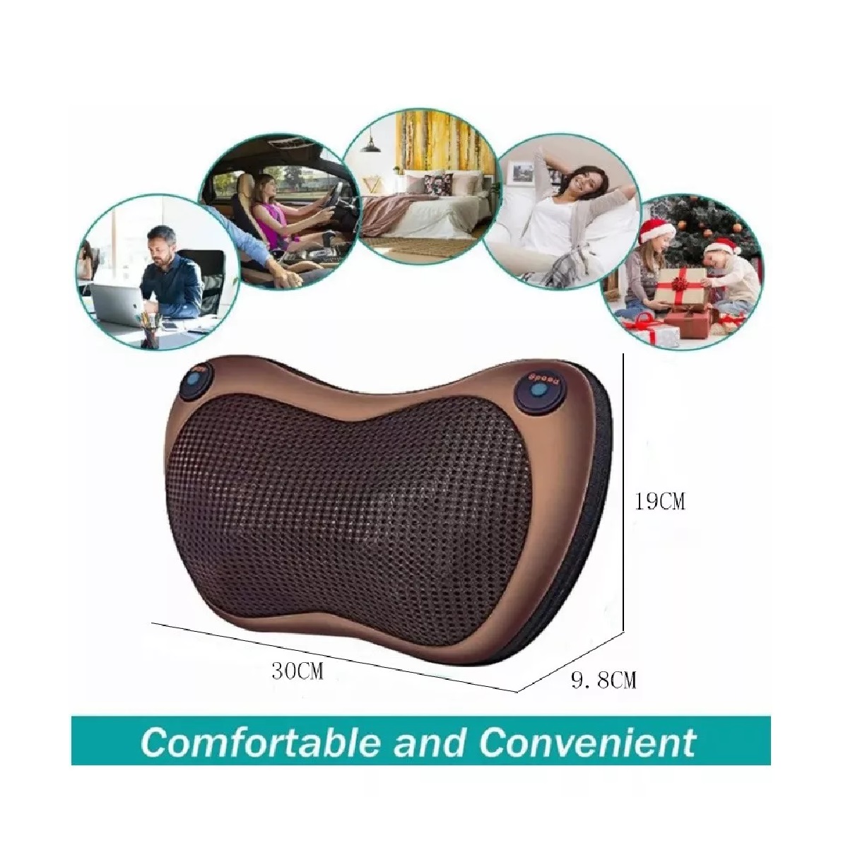 Masajeador Espalda Cuello Infrarrojo Almohada En Coche Casa