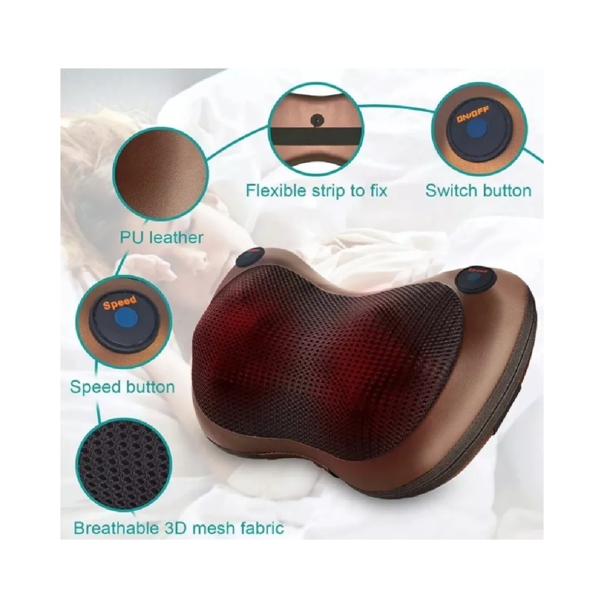 Masajeador Espalda Cuello Infrarrojo Almohada En Coche Casa