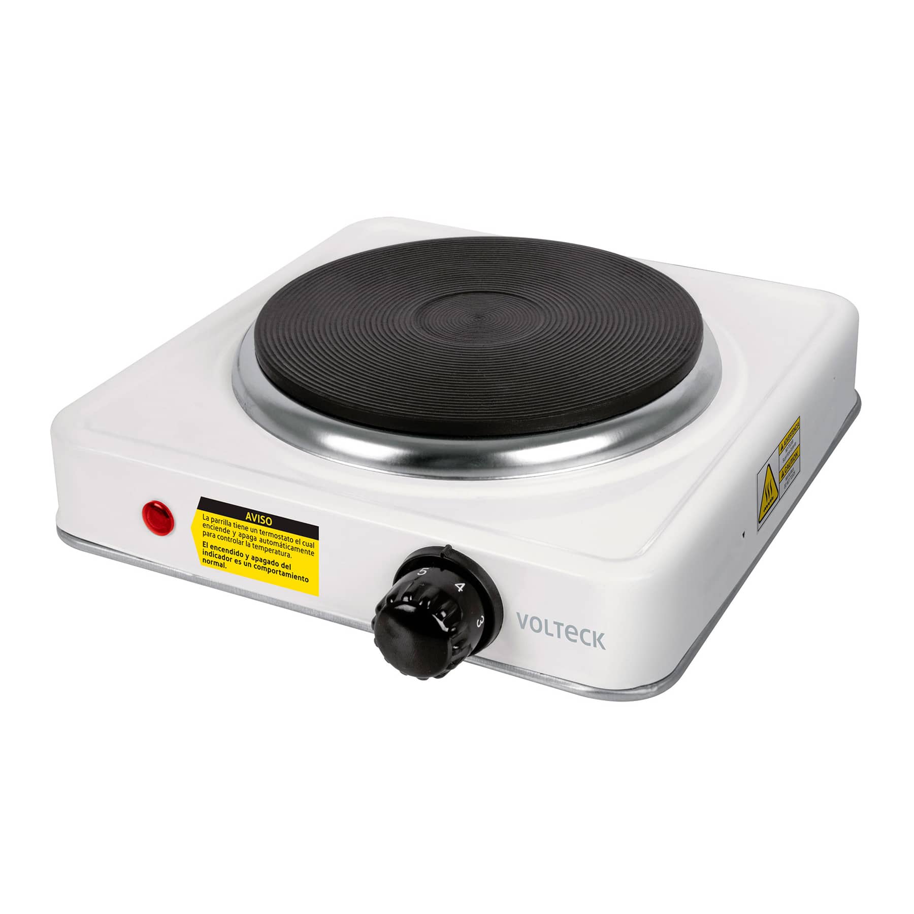 PARRILLA ELÉCTRICA QUEMADOR TIPO DISCO, BLANCA, VOLTECK 49989