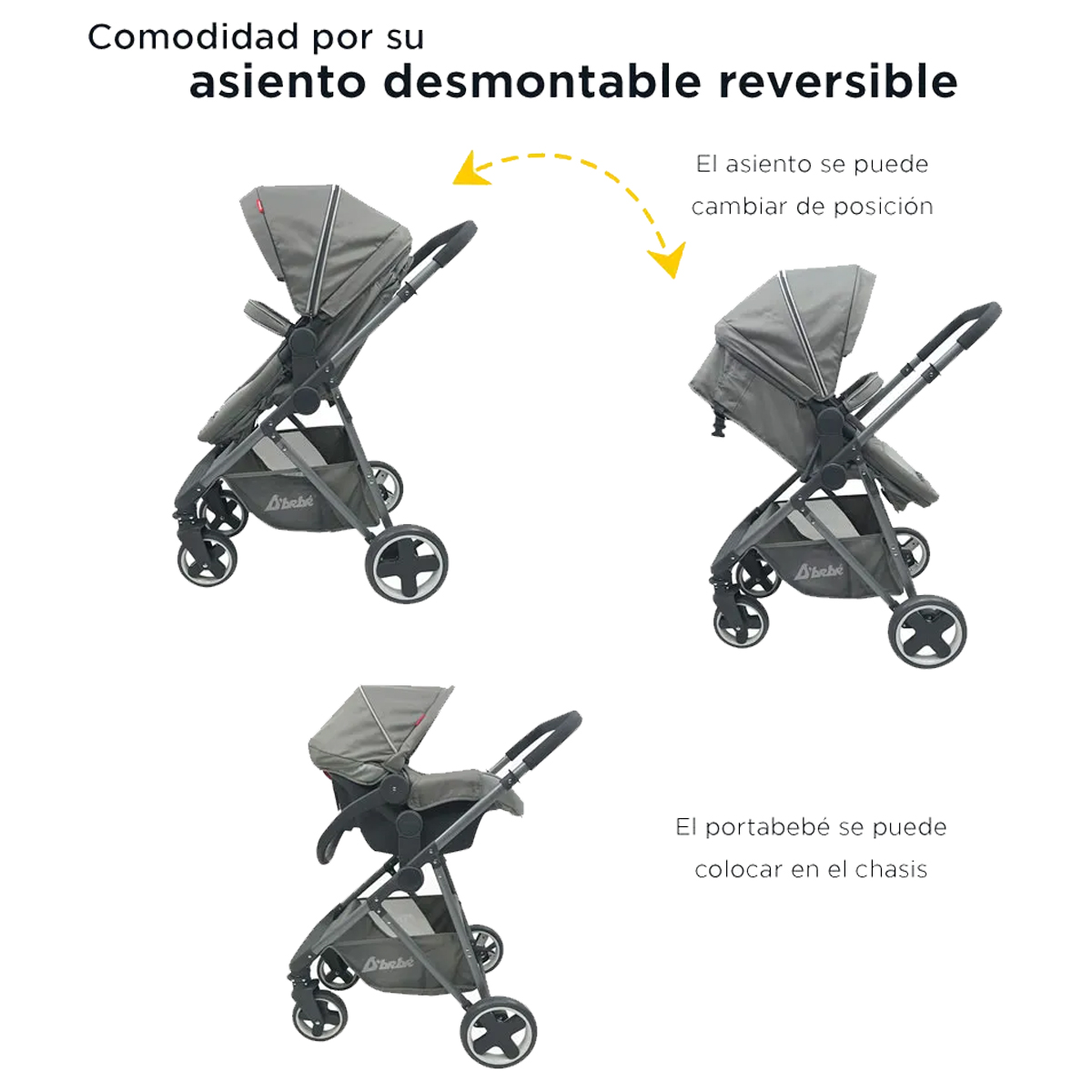 Carriola DBebe Travel System Queen Gris.