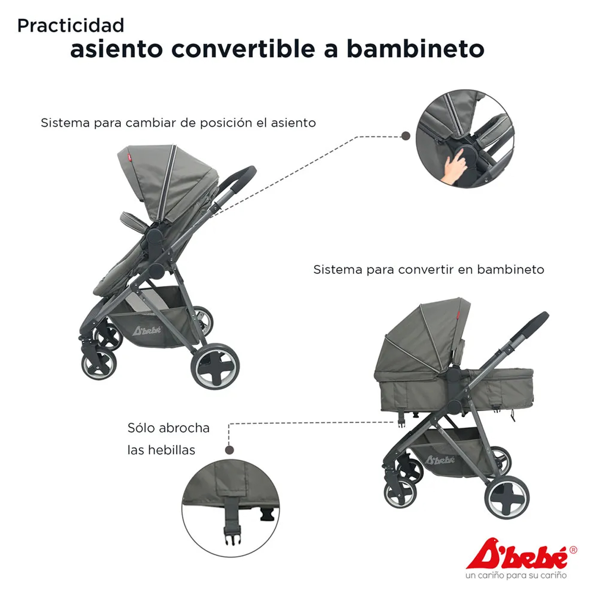 Carriola DBebe Travel System Queen Gris.