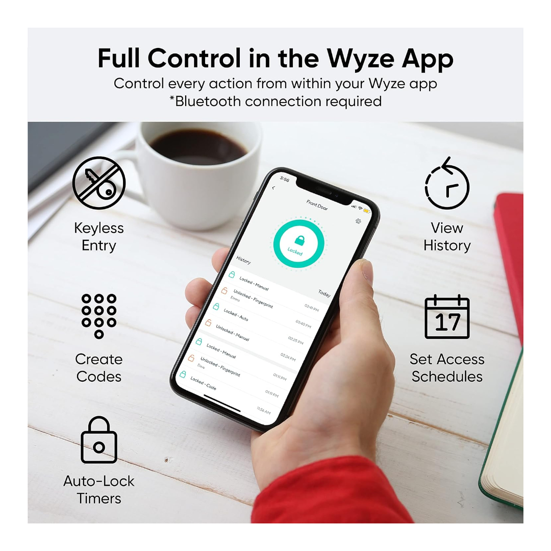 Wyze Lock Bolt - Sistema de Teclado y Cerradura Inteligente con Bloqueo Automático