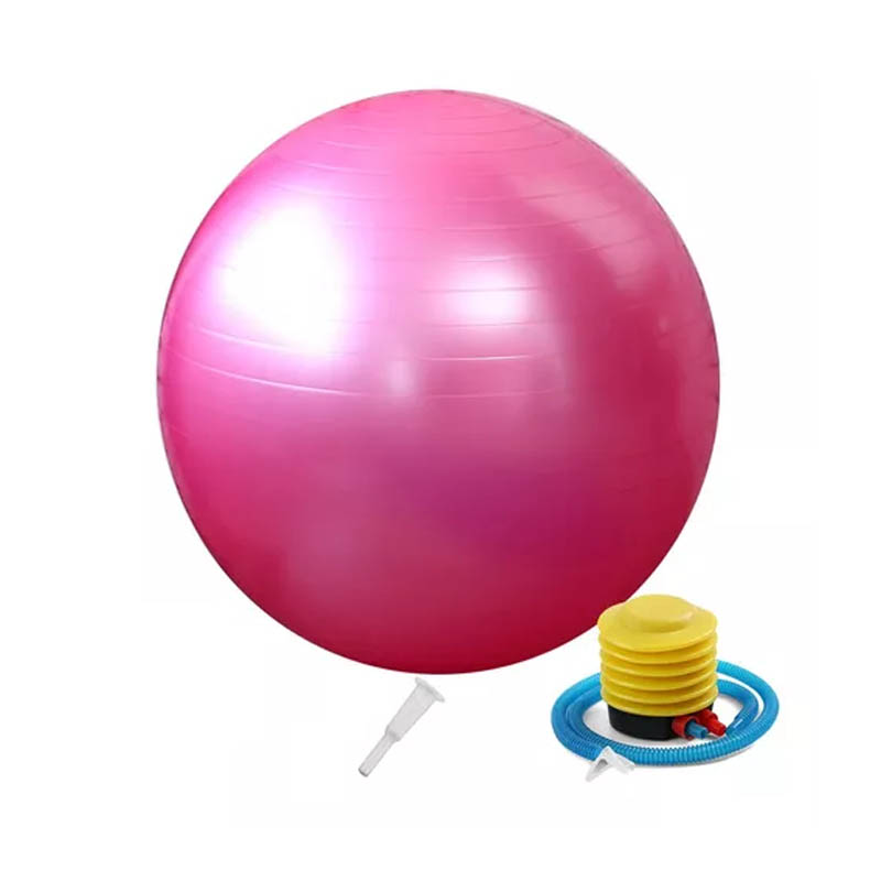 Pelota de Yoga 75cm Pelota Pilates Ejercicio Crossfit Color Rosa Con Bomba