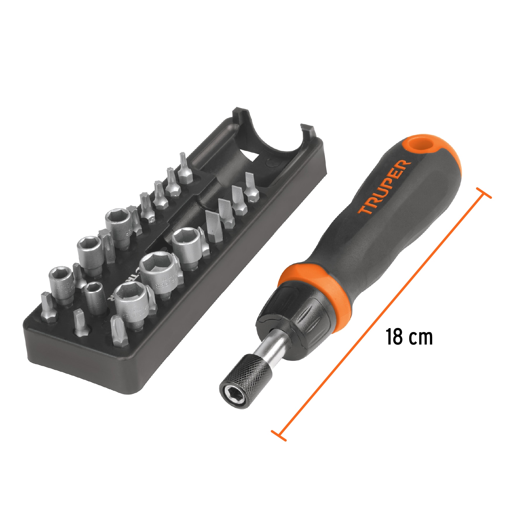 DESARMADOR TIPO MATRACA CON 17 PUNTAS Y 7 DADOS, TRUPER 18222