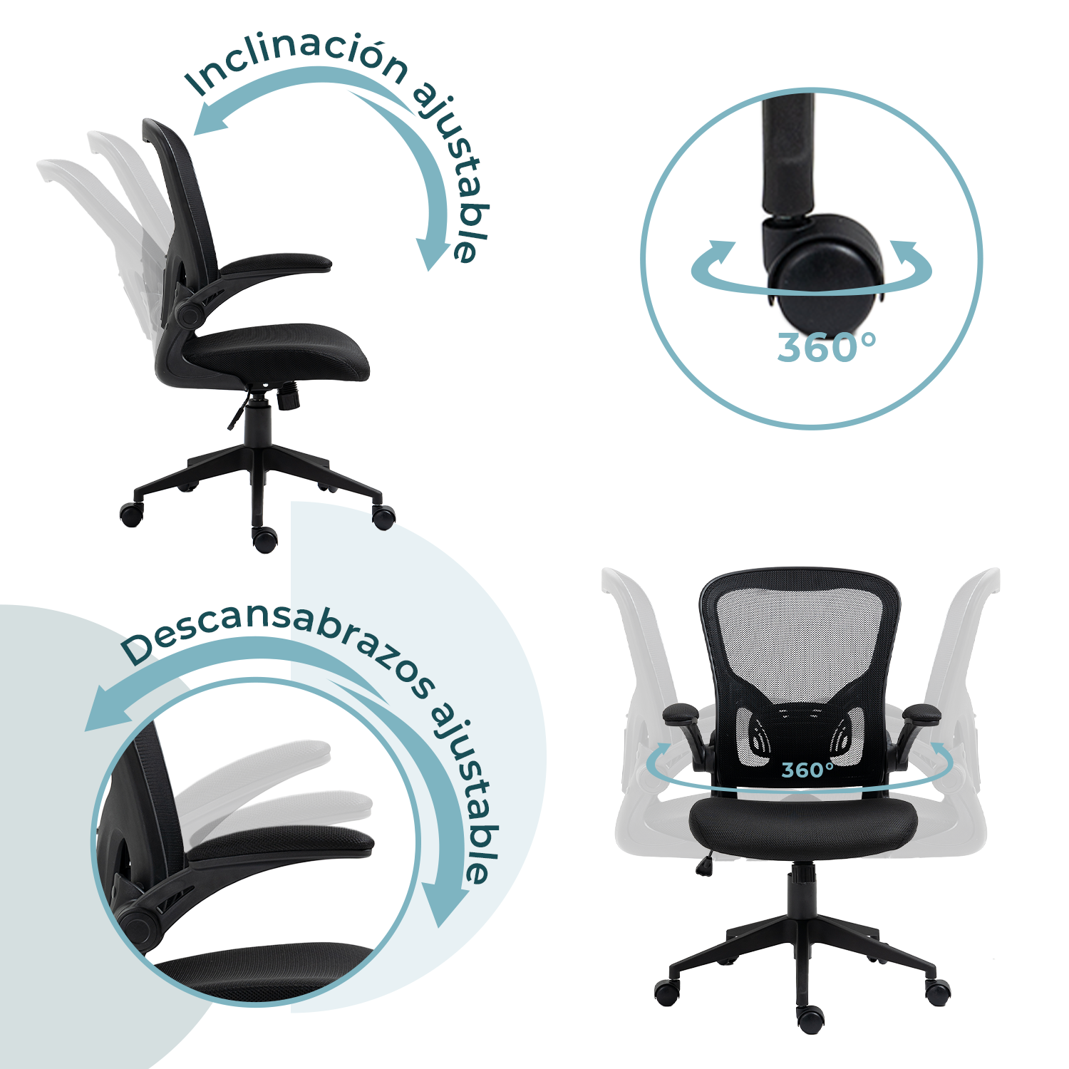 Silla de Escritorio Mundo In Vest Ergonomica Mesh Negra