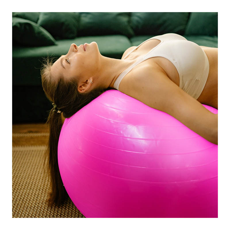 Pelota de Yoga 75cm Pelota Pilates Ejercicio Crossfit Color Rosa Con Bomba