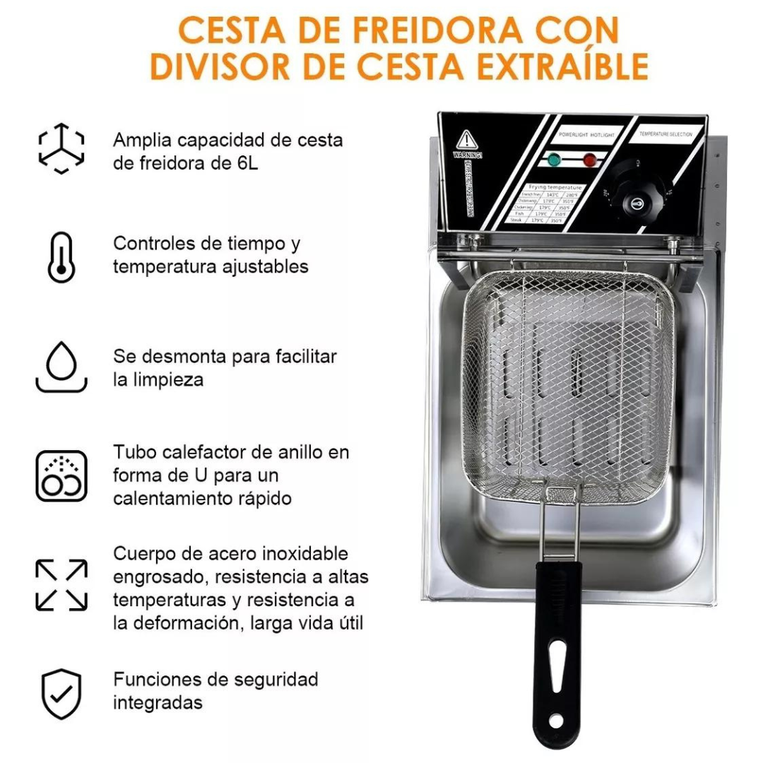 Freidora De Aceite Eléctrica Automática 6l Acero Inoxidable