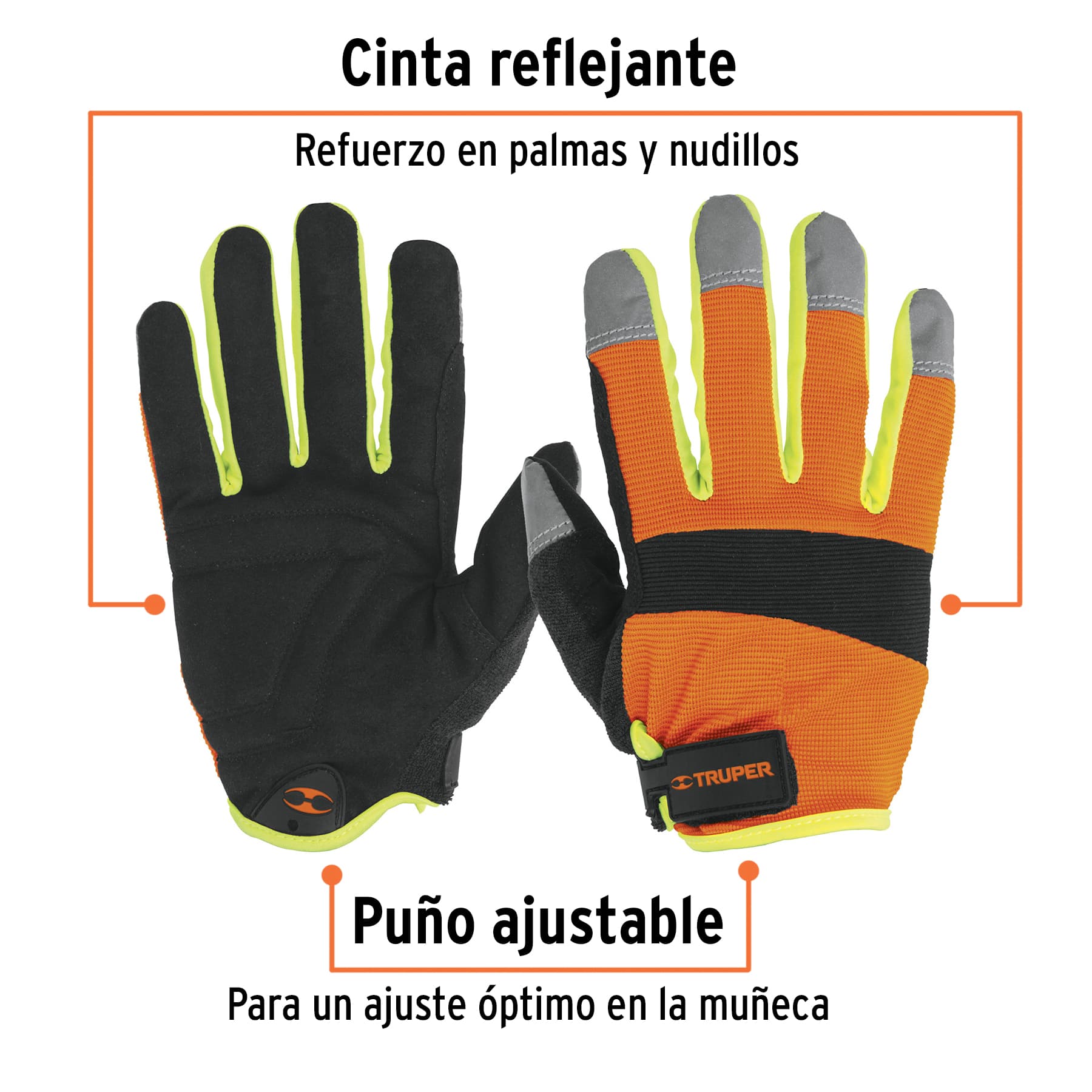 GUANTES PARA MECÁNICO, ALTA VISIBILIDAD, TRUPER 10849