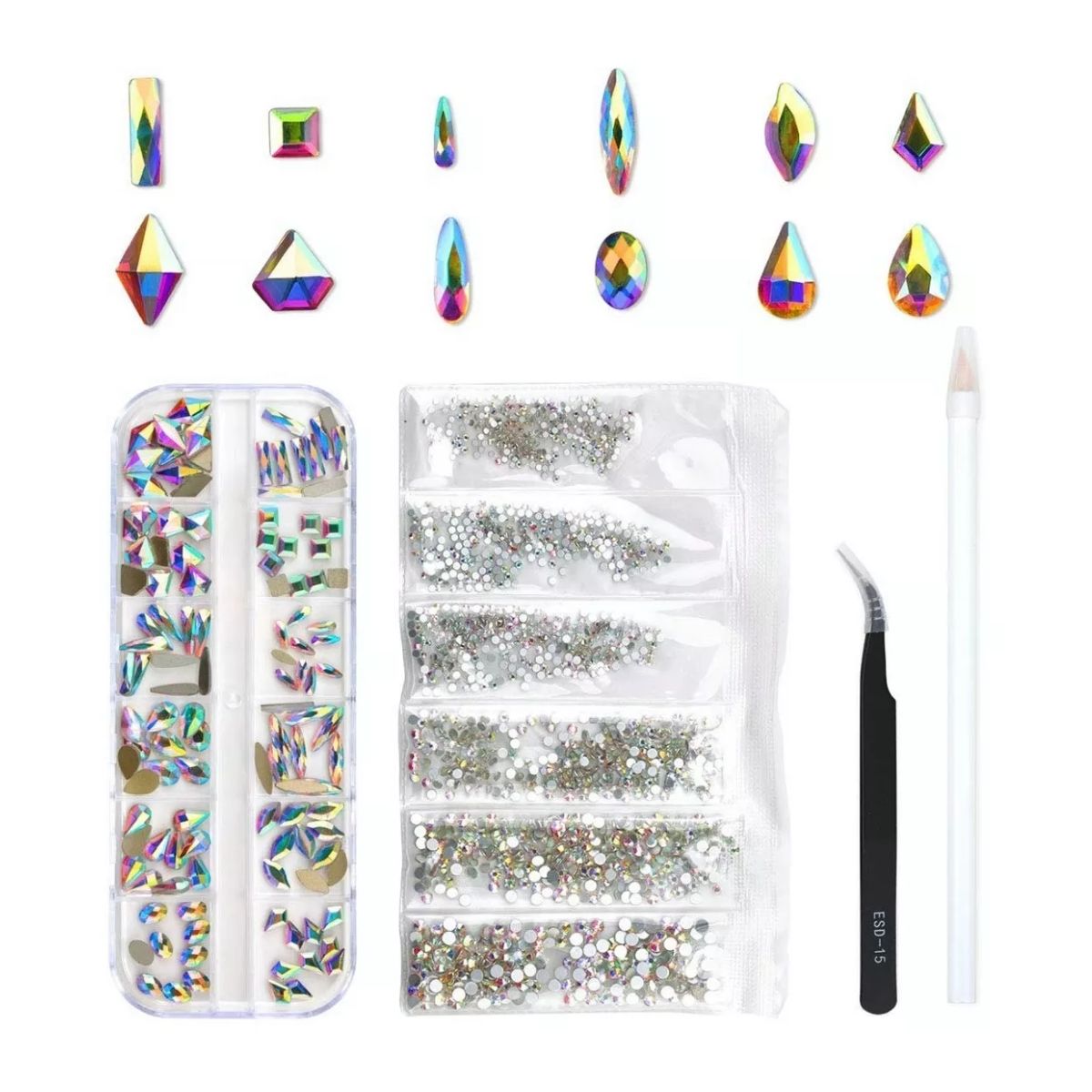 Decoración Uñas 120 Pcs Cristales 1728 Imitacion Diamante Plata