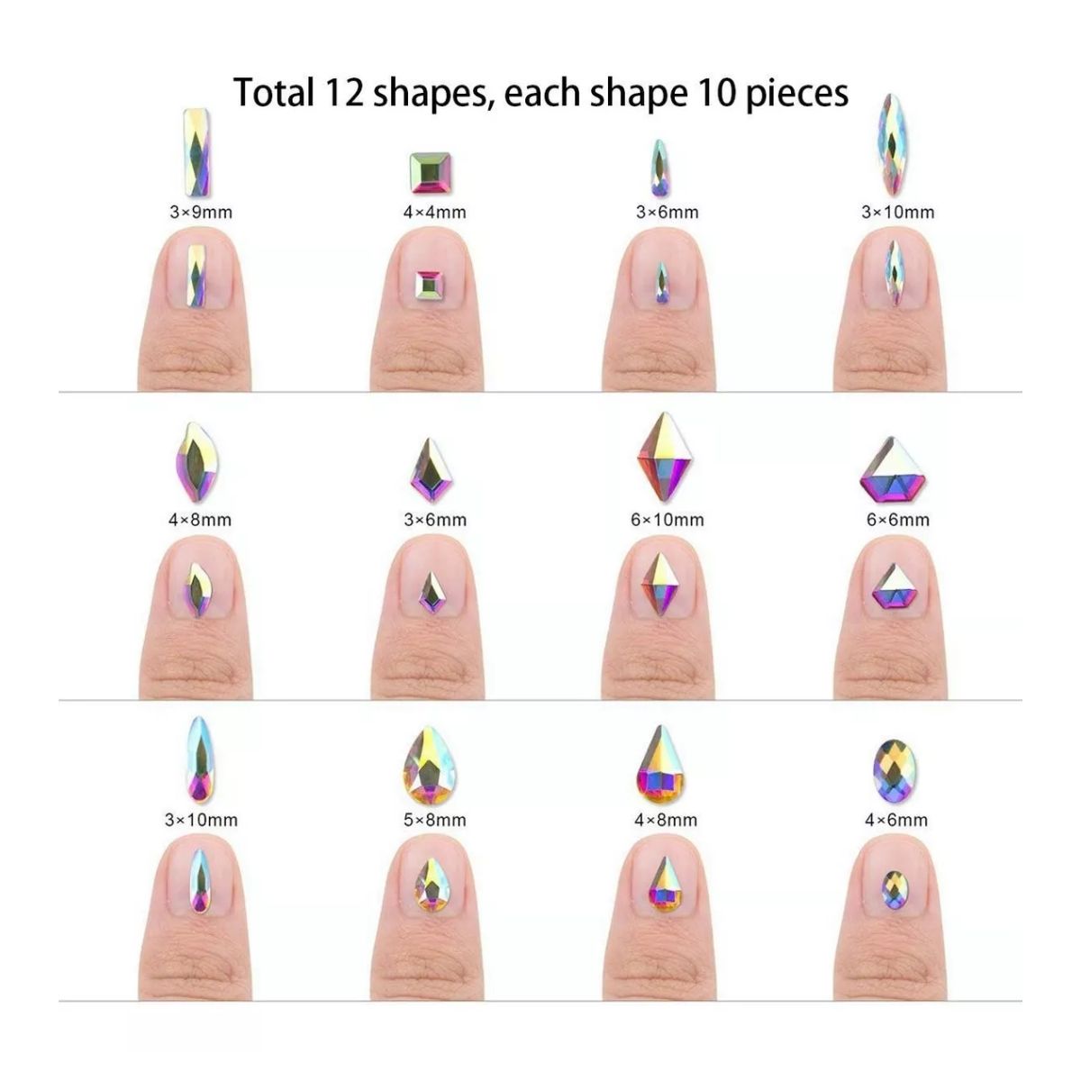 Decoración Uñas 120 Pcs Cristales 1728 Imitacion Diamante Plata