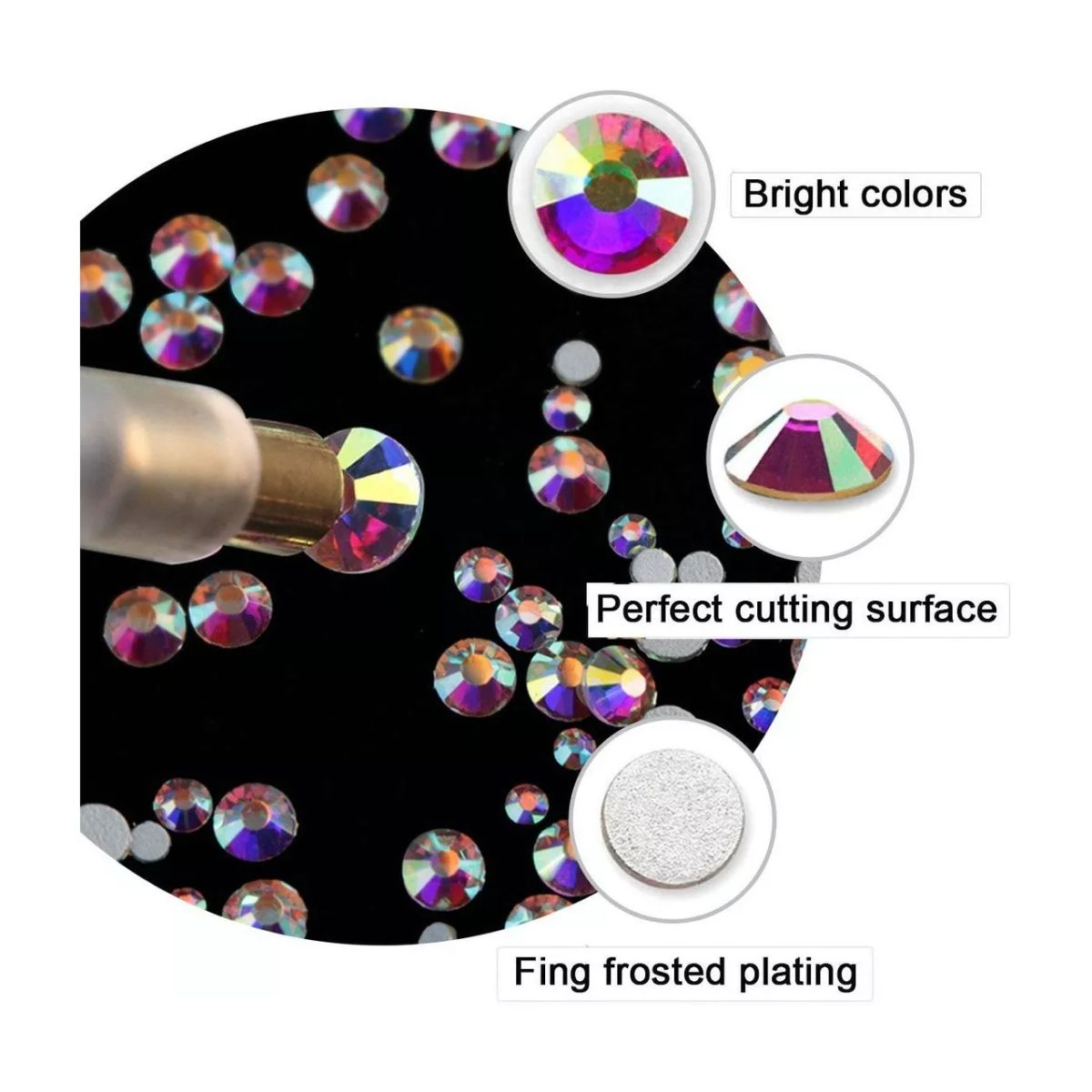 Decoración Uñas 120 Pcs Cristales 1728 Imitacion Diamante Plata