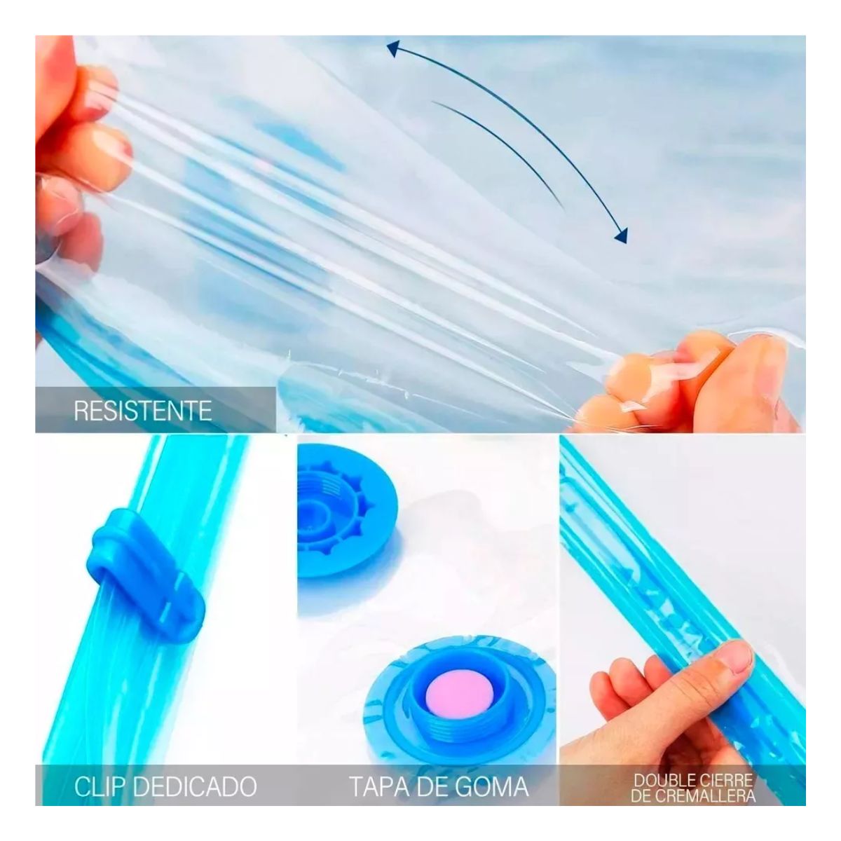 Bolsas Almacenamiento Al Vacío 18 Pzs Ropa Y Edredón+ Bomba Azul 