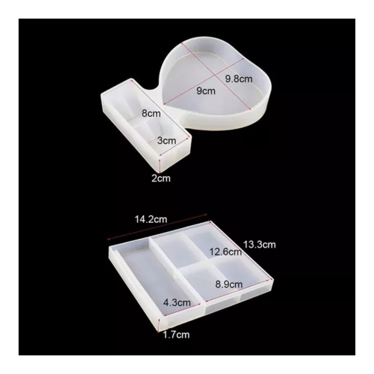 2 Pcs Marco Fotos Resina Corazón Rectangular Moldes Silicona