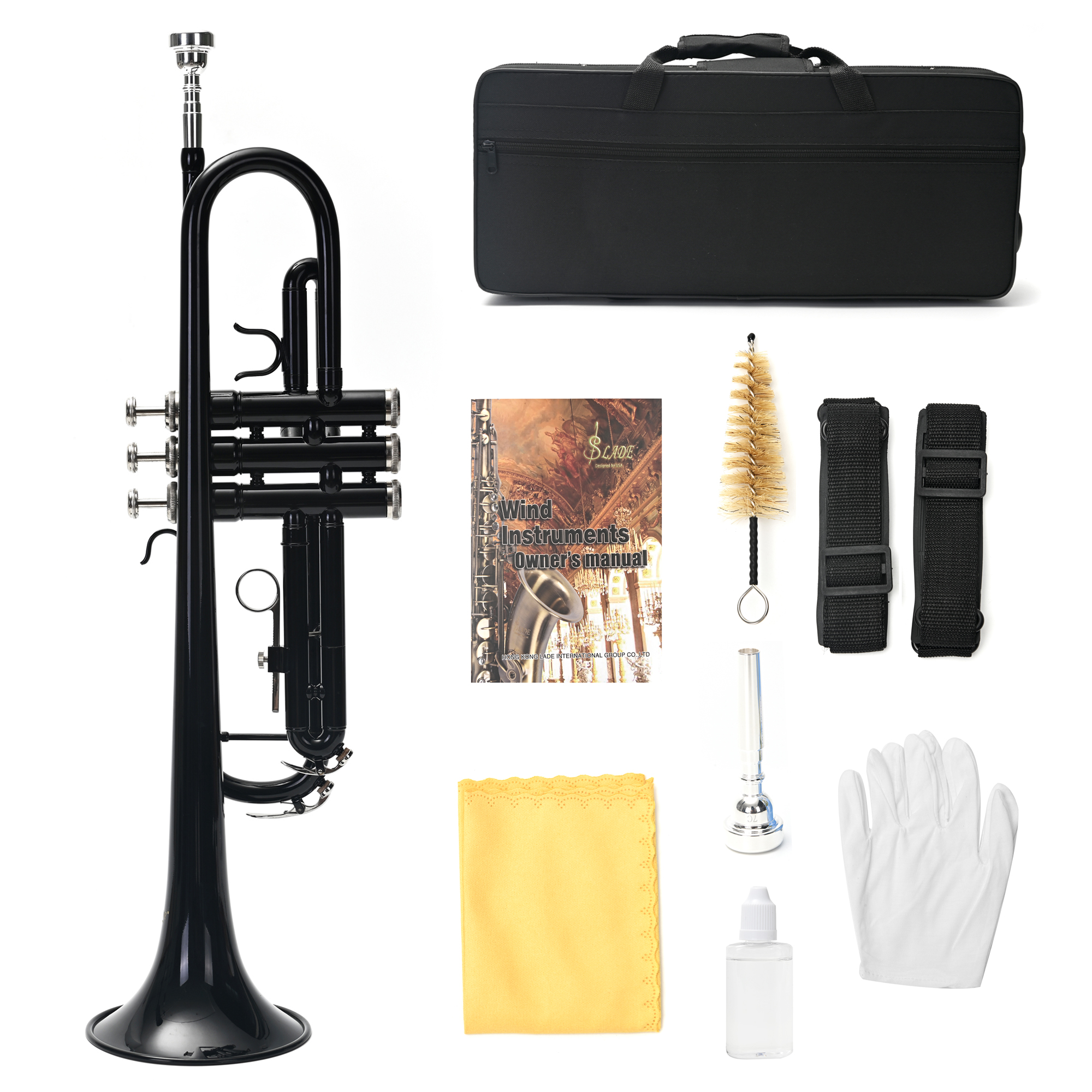 Trompeta Laqueada Si Bemol con Funda y Accesorios para Principiantes