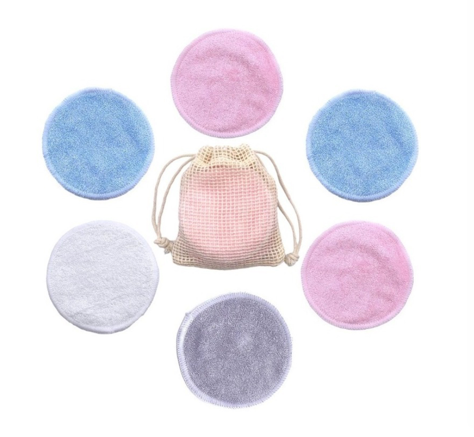 10 Pads Desmaquillantes Reutilizables Fibra Bambu Multicolor