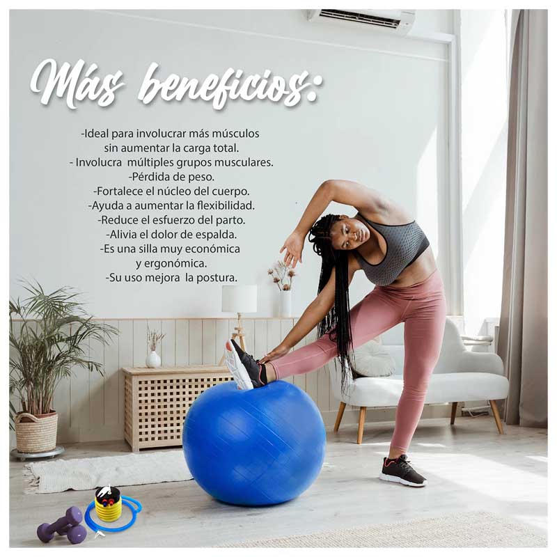 Pelota De Yoga 75cm Pelota Pilates Ejercicio Crossfit Color Azul 