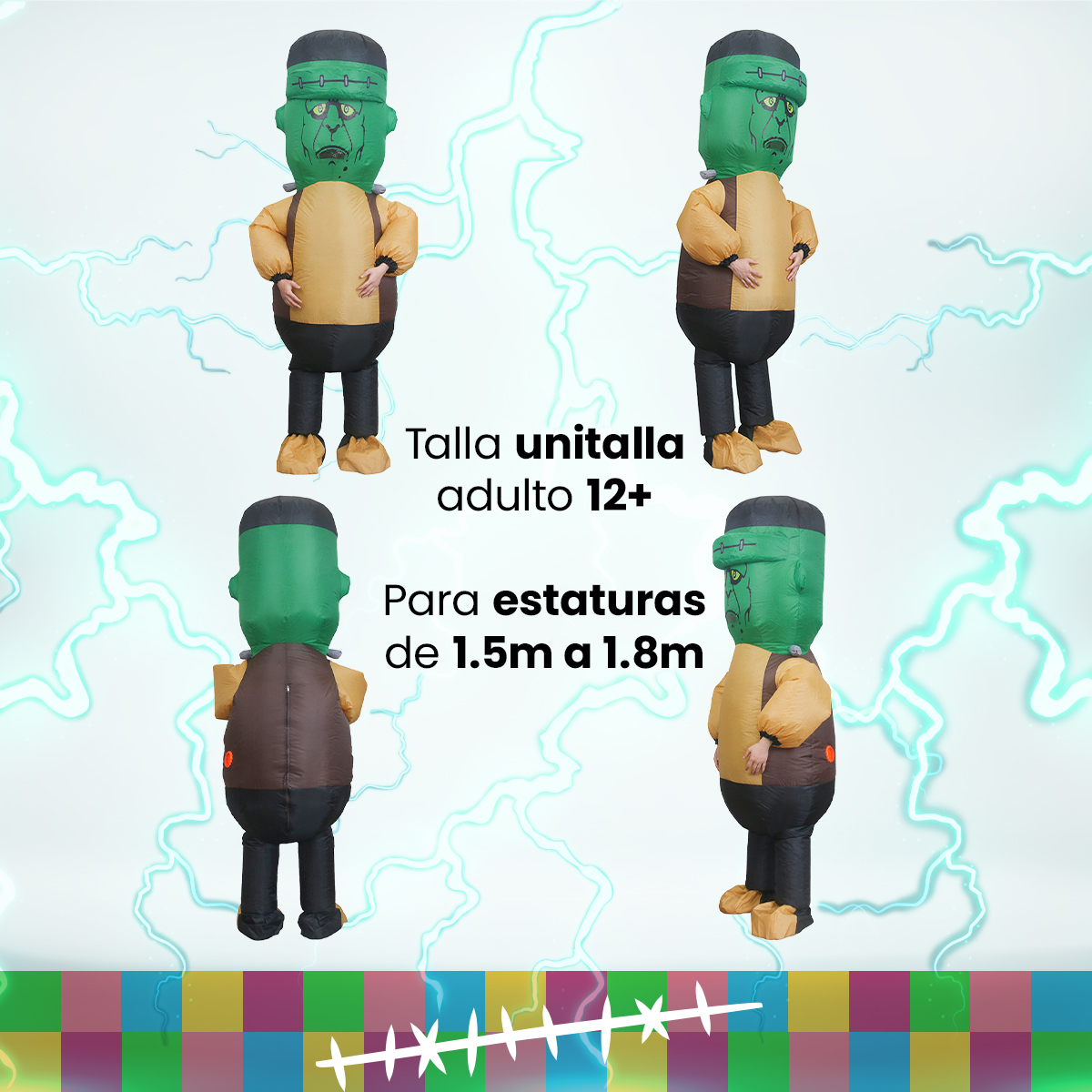  Disfraz inflable Frankestein Franky Monstruo Halloween toda ocasión.