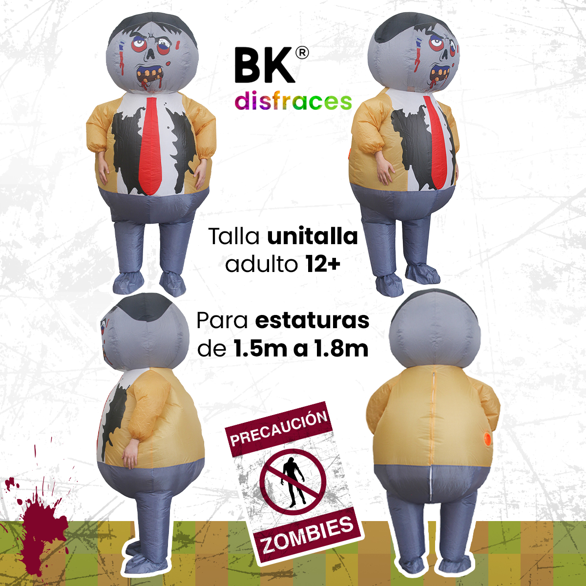 Disfraz inflable zombi zombie monstruo halloween toda ocasión