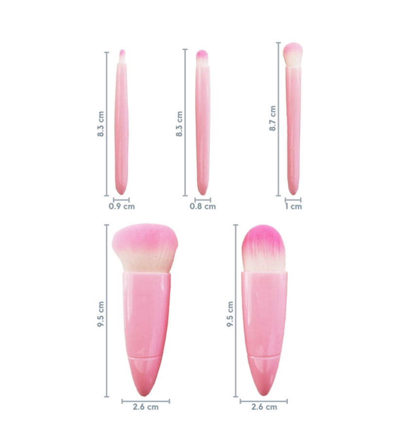 Set Juego De Brochas De Maquillaje Con Espejo Y Estuche Mini