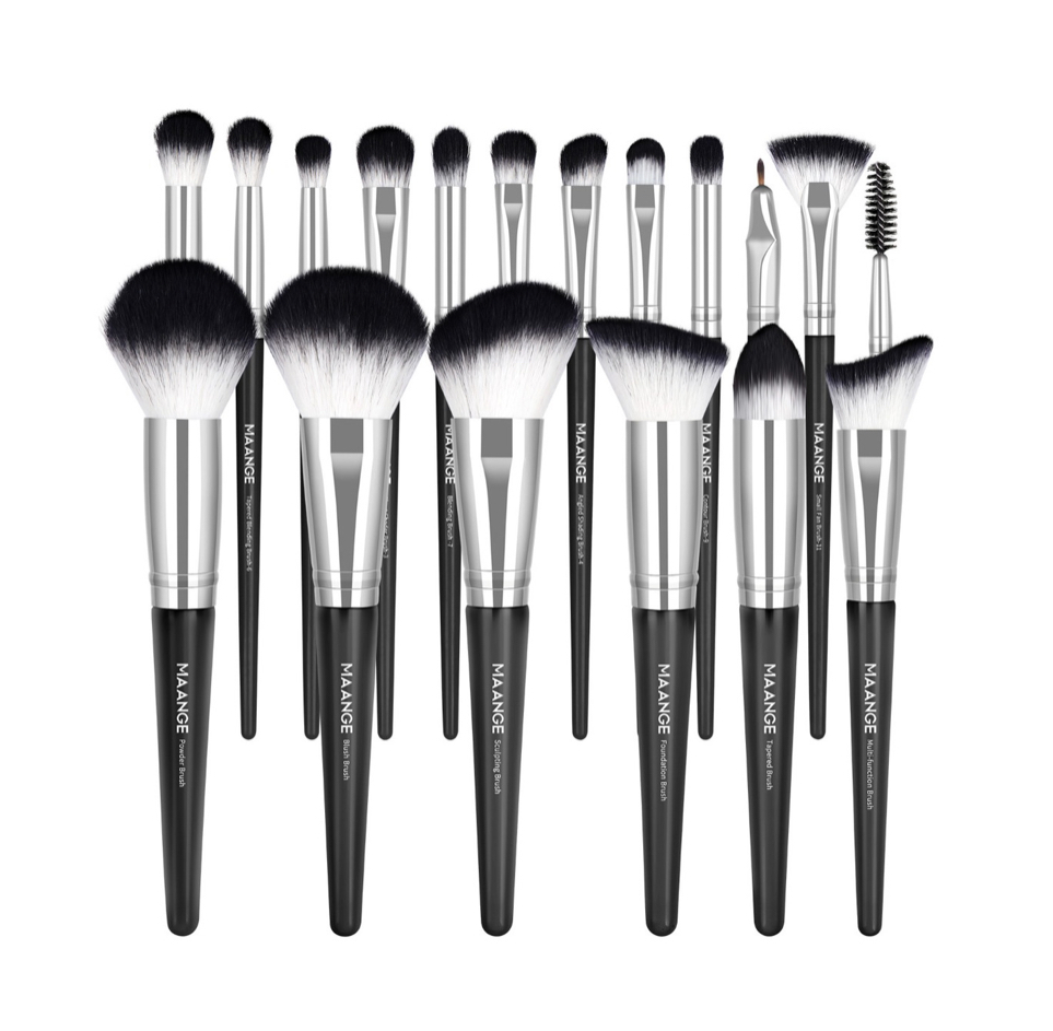 18 Piezas Brochas Set De Brochas Maquillaje Profesional Negras