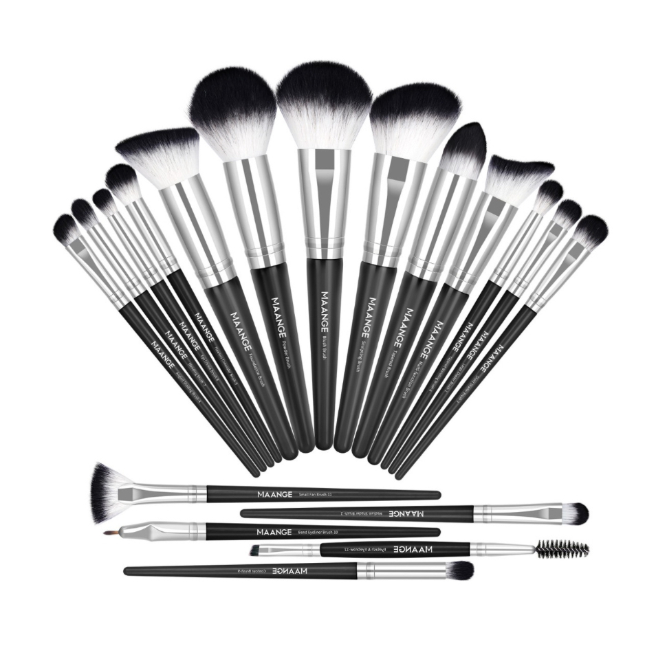 18 Piezas Brochas Set De Brochas Maquillaje Profesional Negras