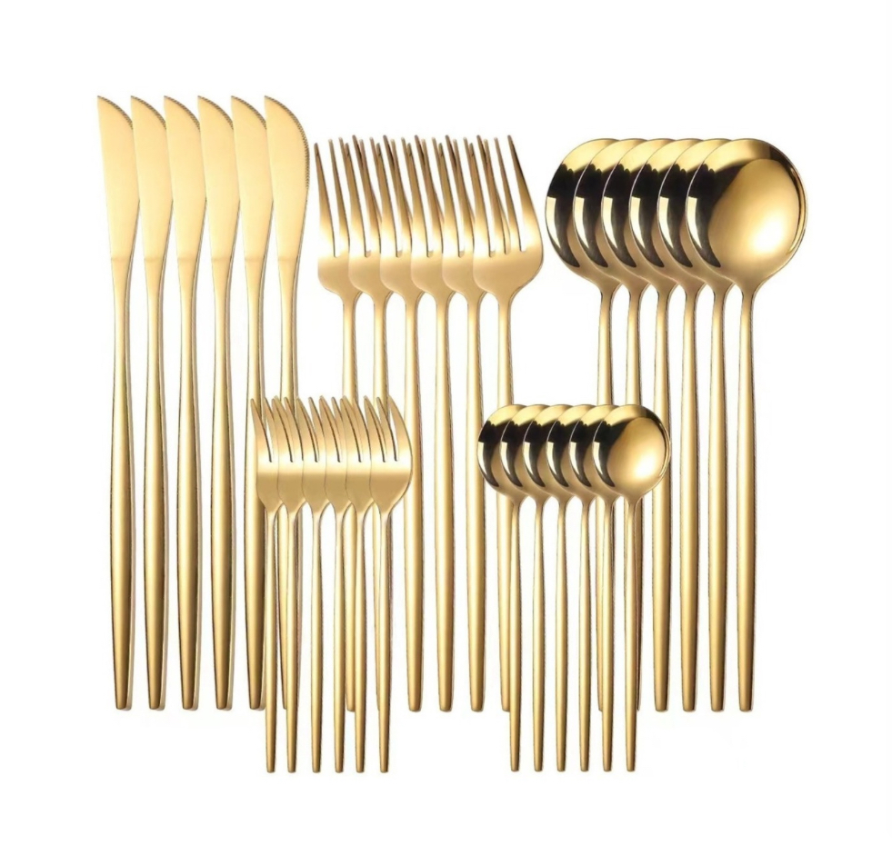 Juego De Cubiertos De Acero Inoxidable Dorado (30 Piezas)