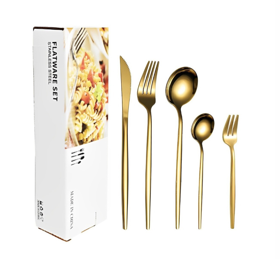 Juego De Cubiertos De Acero Inoxidable Dorado (30 Piezas)