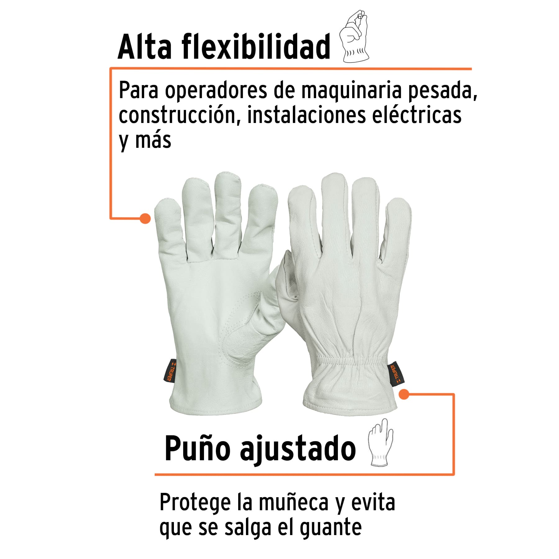 GUANTES DE PIEL DE CABRA, TIPO OPERADOR, TRUPER 14286