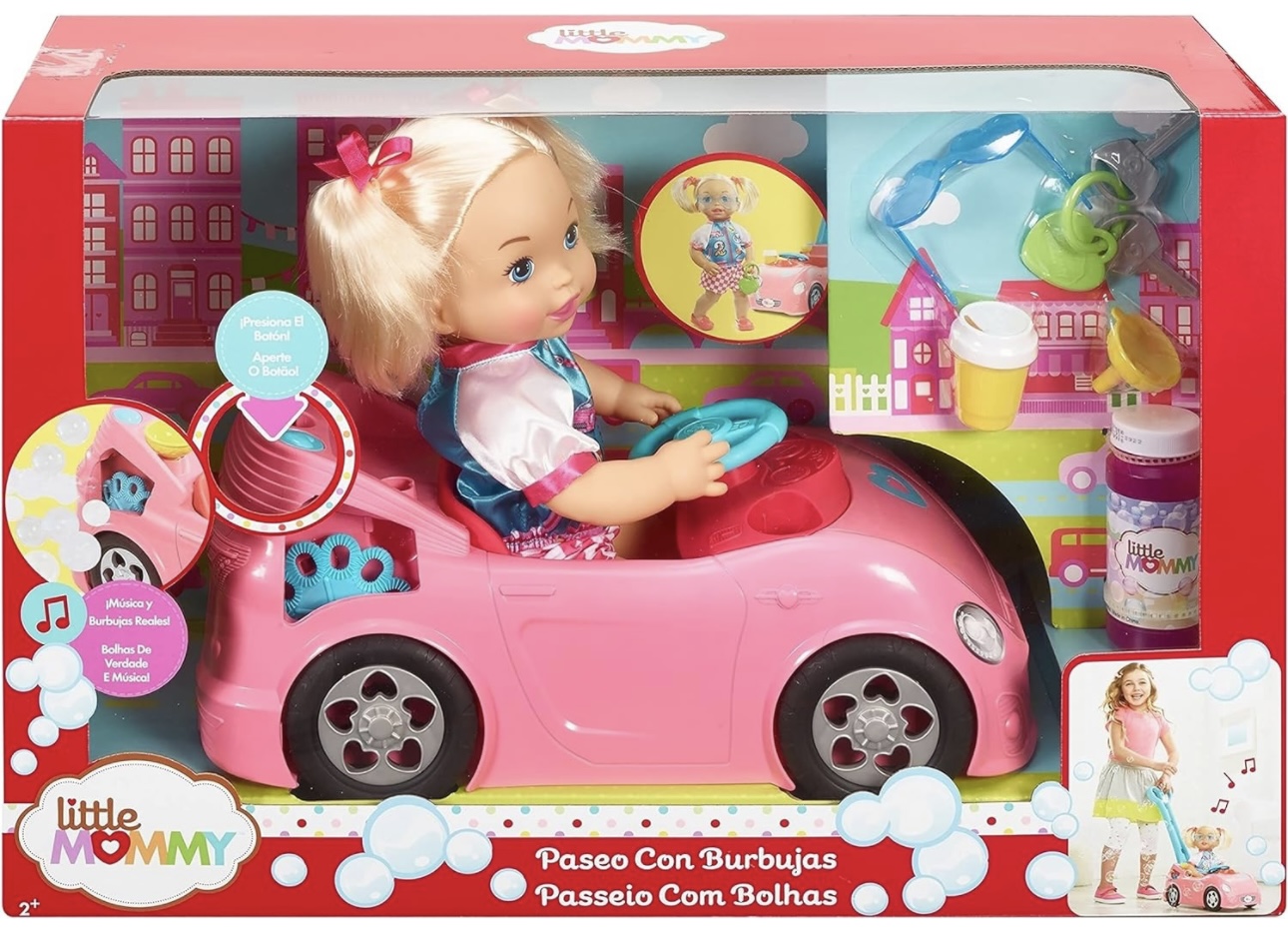 Little Mommy Muñeca Paseo Con Burbujas Con Lindo Auto De Empuje 