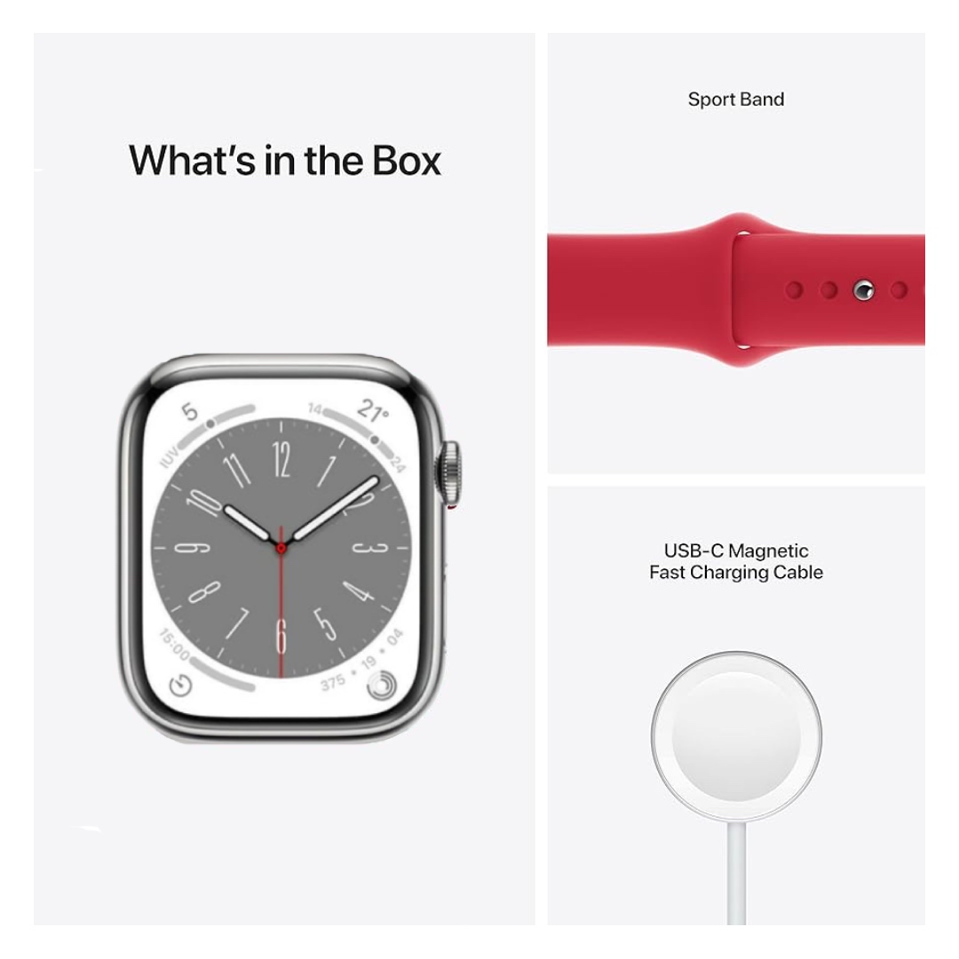 Apple Watch Series 8 45mm Silver Stainless Steel Case Red Loop + GPS (Reacondicionado Grado A)