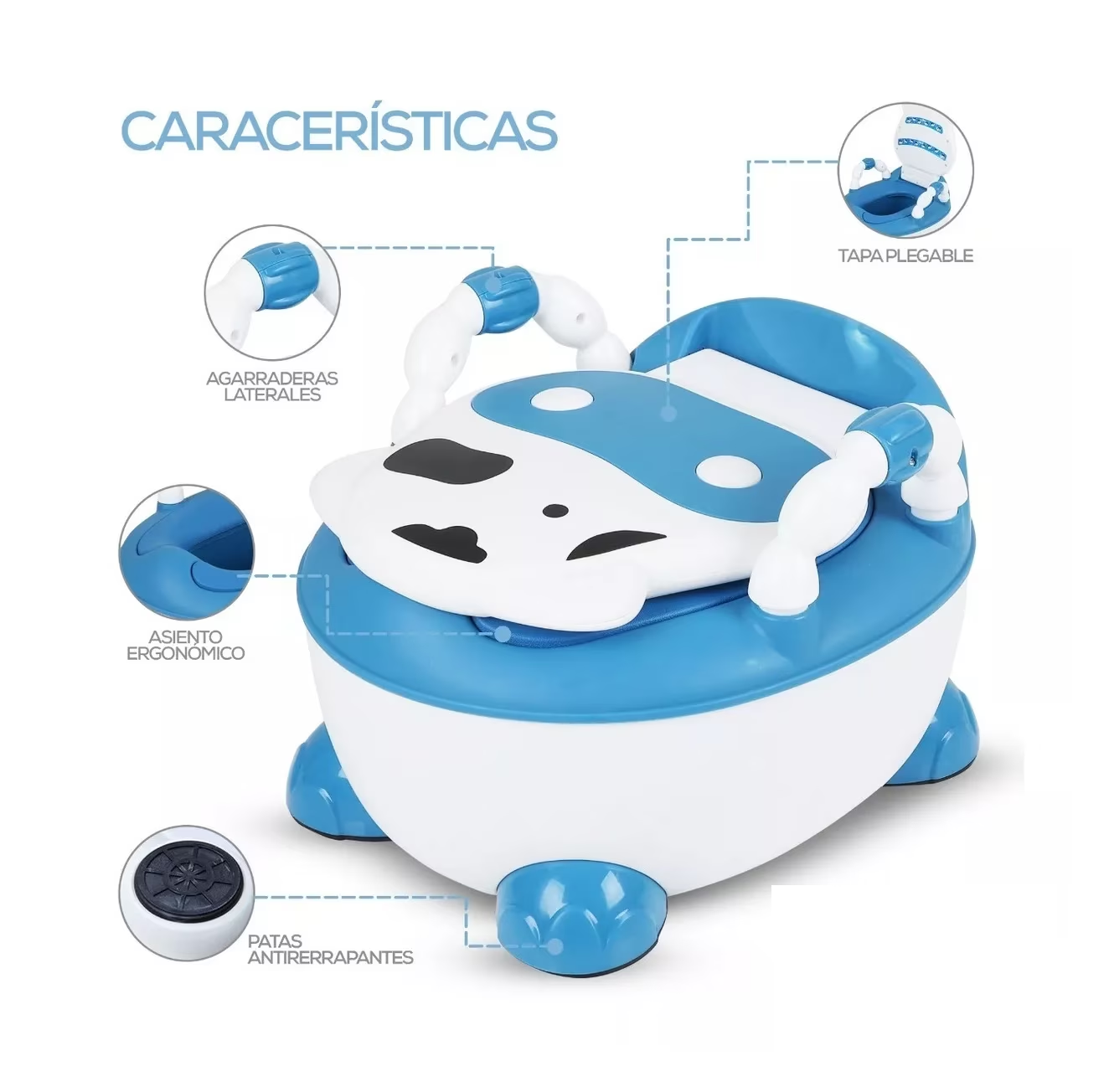 Bañito Entrenador Para Bebés Con Asiento Y Tapa Azul