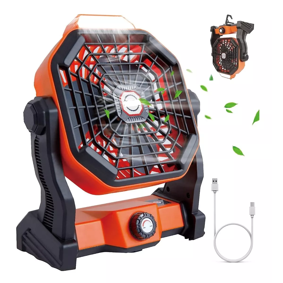 Ventilador Portátil Camping Acampar Recargable Usb Luz Led