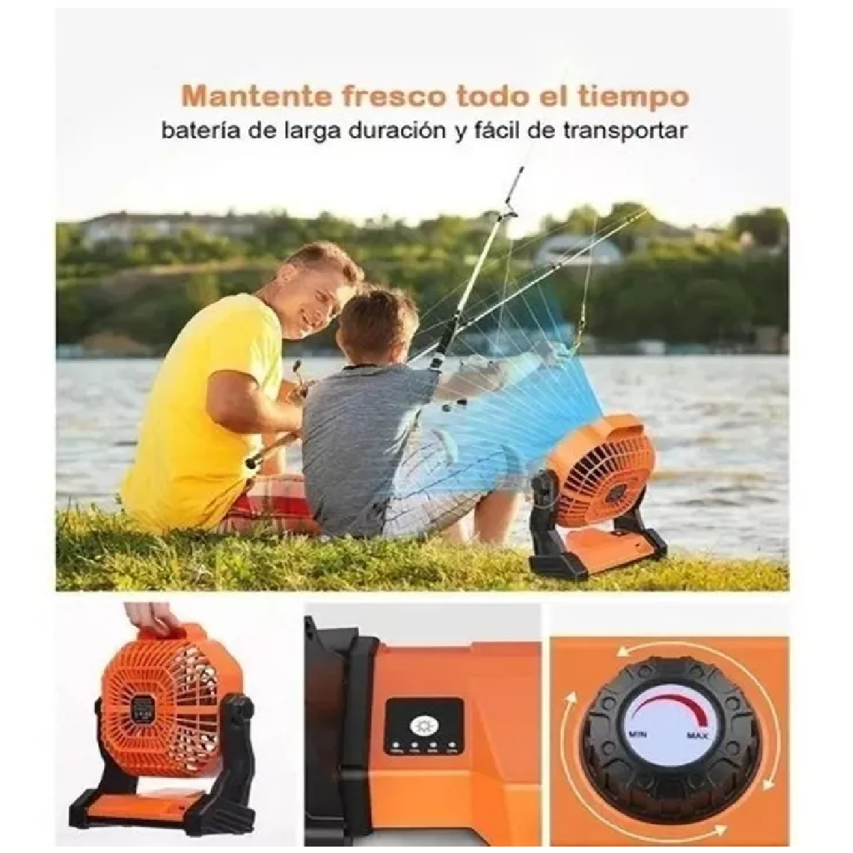 Ventilador Portátil Camping Acampar Recargable Usb Luz Led