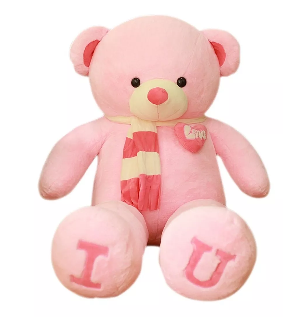 Grande Oso de Peluche  Con Bufanda 1 Mt Rosa