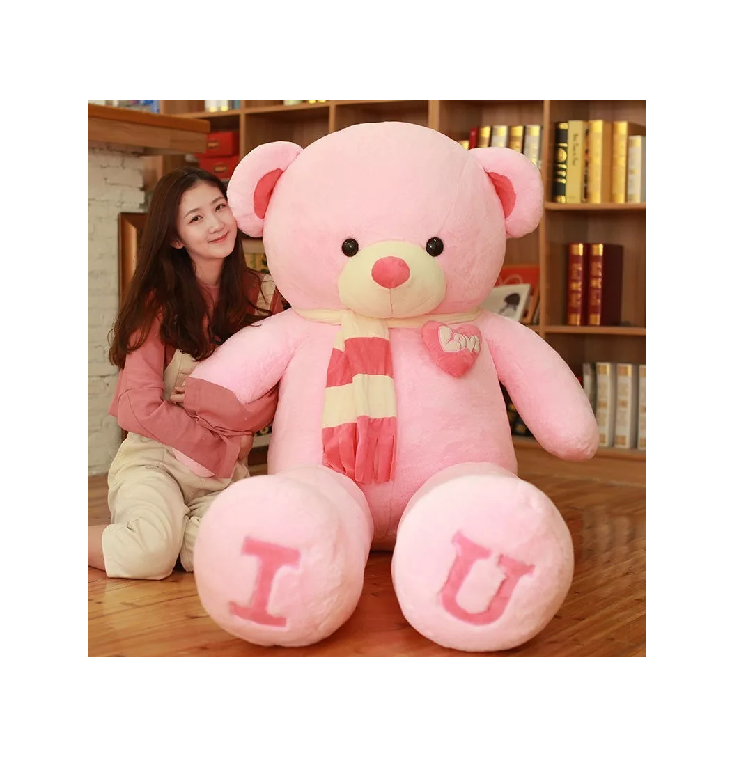 Grande Oso de Peluche  Con Bufanda 1 Mt Rosa