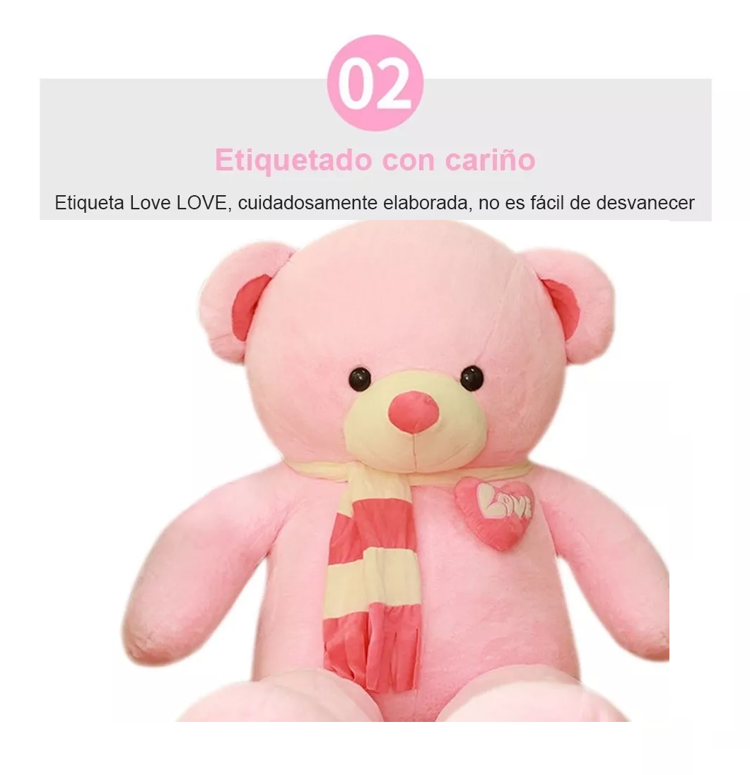 Grande Oso de Peluche  Con Bufanda 1 Mt Rosa