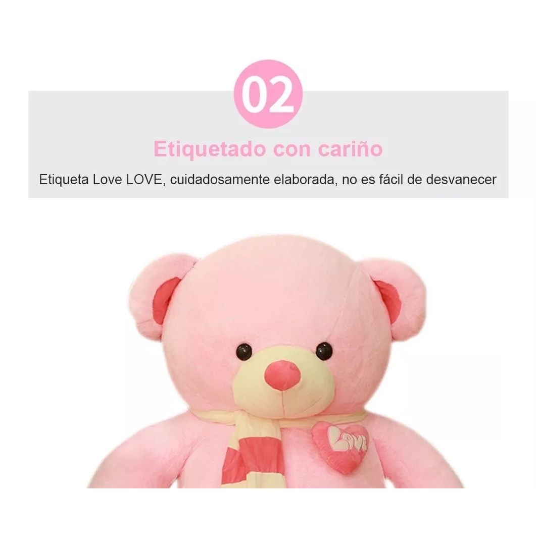 Grande Oso de Peluche  Con Bufanda 1 Mt Rosa