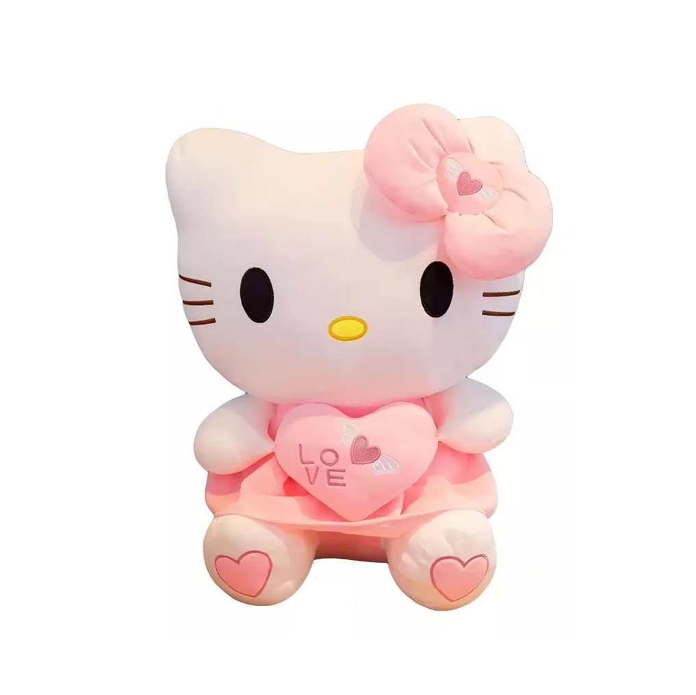 Peluche Hello Kitty Con Corazón 25cm Rosa